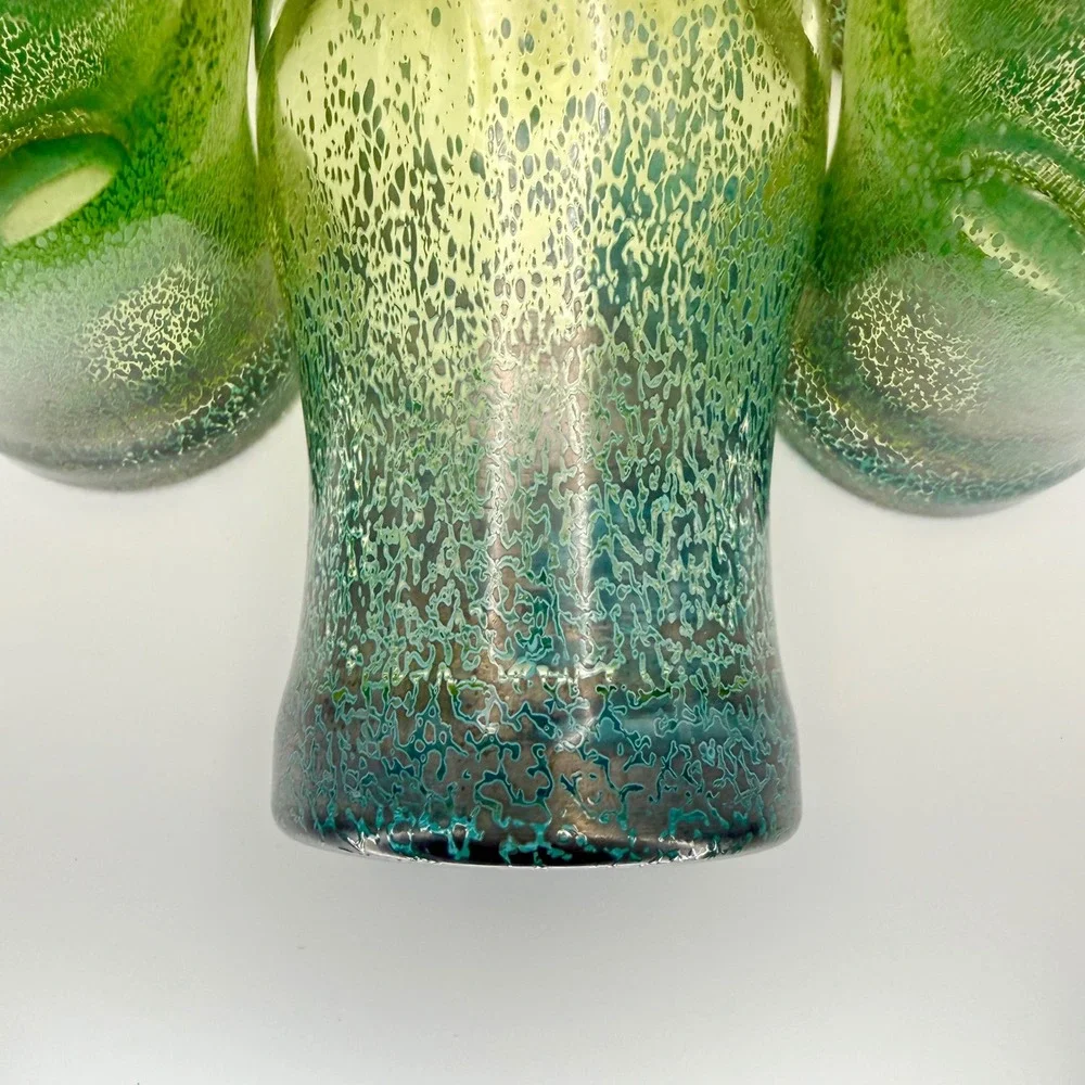 Set of 6 Hand Blown Ombre Green Art Glass Highball Tumbler‎ Glasses Mermaidcore
